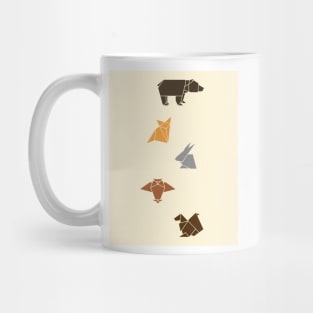 Forest animals origami print, wildlife geometric design, bear, fox, squirrel, rabbit, owl Mug